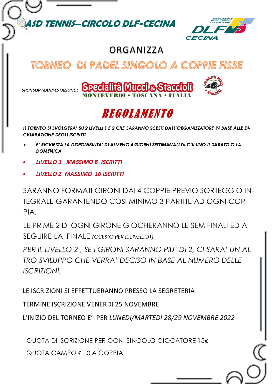 Torneo di Padel al Circolo Tennis Torneo di Padel al Circolo Tennis