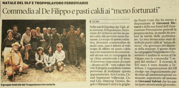 Commedia al De Filippi della compagnia Troppolavoro Ferroviario